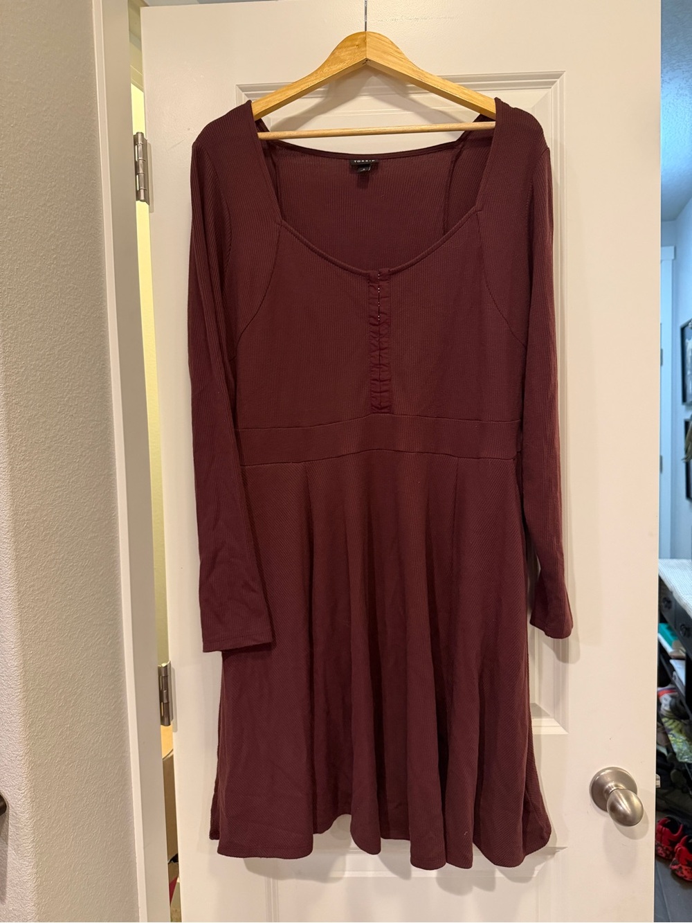 torrid Maroon Scoop-Neck Long Sleeve Knit Dress